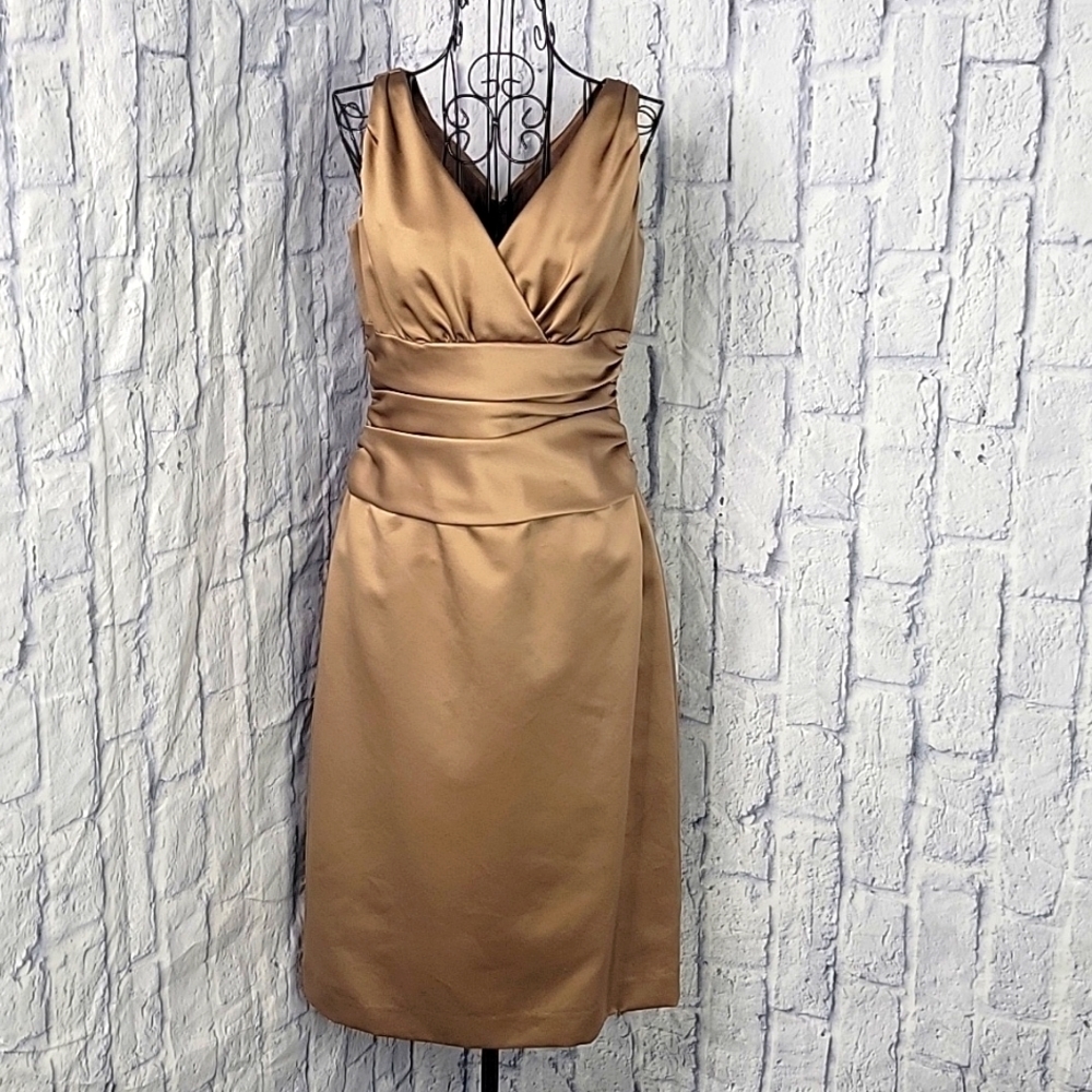 DAVID'S BRIDAL Metallic Bronze Short Evening Dress Size 6